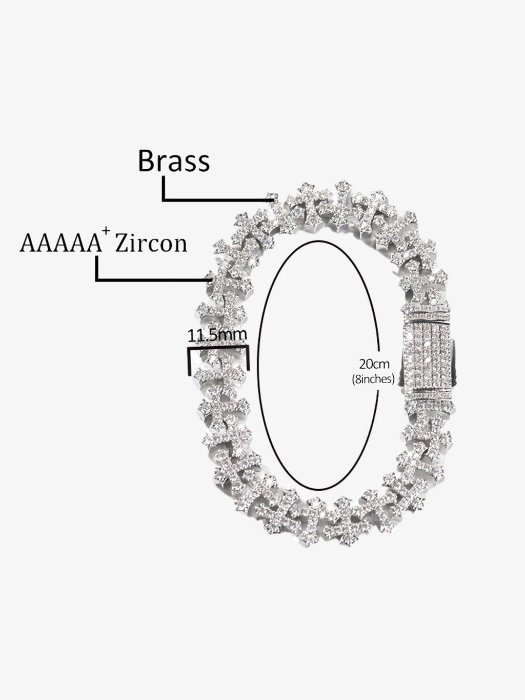 Cross Link Iced Bracelet