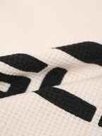 Textured Waffle SUPM Letter Graphic Long Sleeve T-Shirt - 2600