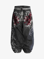 Dragon Embroidery Gothic Wide Leg Jeans