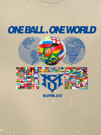 Washed One Ball One World Soccer Graphic T-Shirt