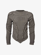 Vintage Washed Sculpted Seam Ribbed Long Sleeve T-Shirt