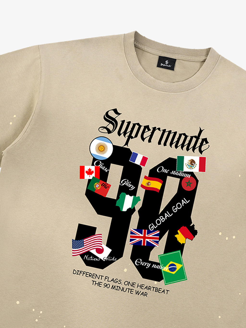 Washed 90 Flags Soccer Graphic T-Shirt