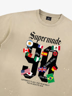 Washed 90 Flags Soccer Graphic T-Shirt