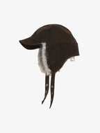 Faux Fur Earflap Suede Trapper Hat