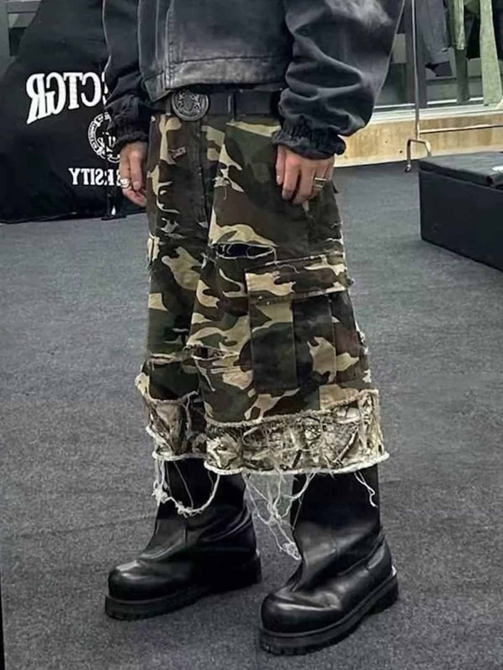 Layered Camouflage Multi-Pocket Cargo Jorts
