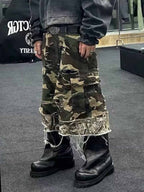 Layered Camouflage Multi-Pocket Cargo Jorts
