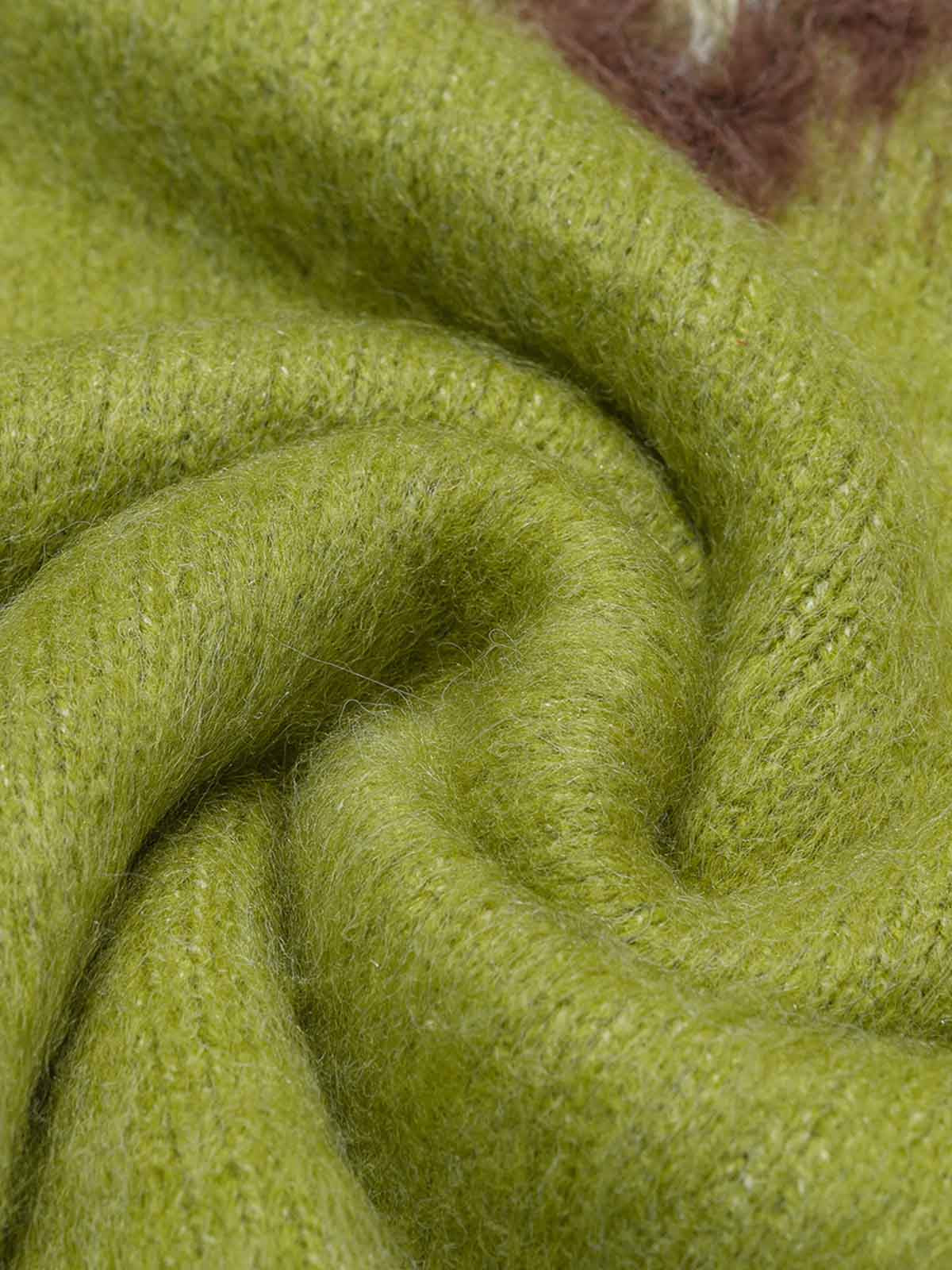 Retro Fuzzy Argyle Jacquard Knit Sweater