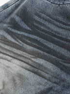 Wrinkle Effect Print Wide Leg Denim Jeans