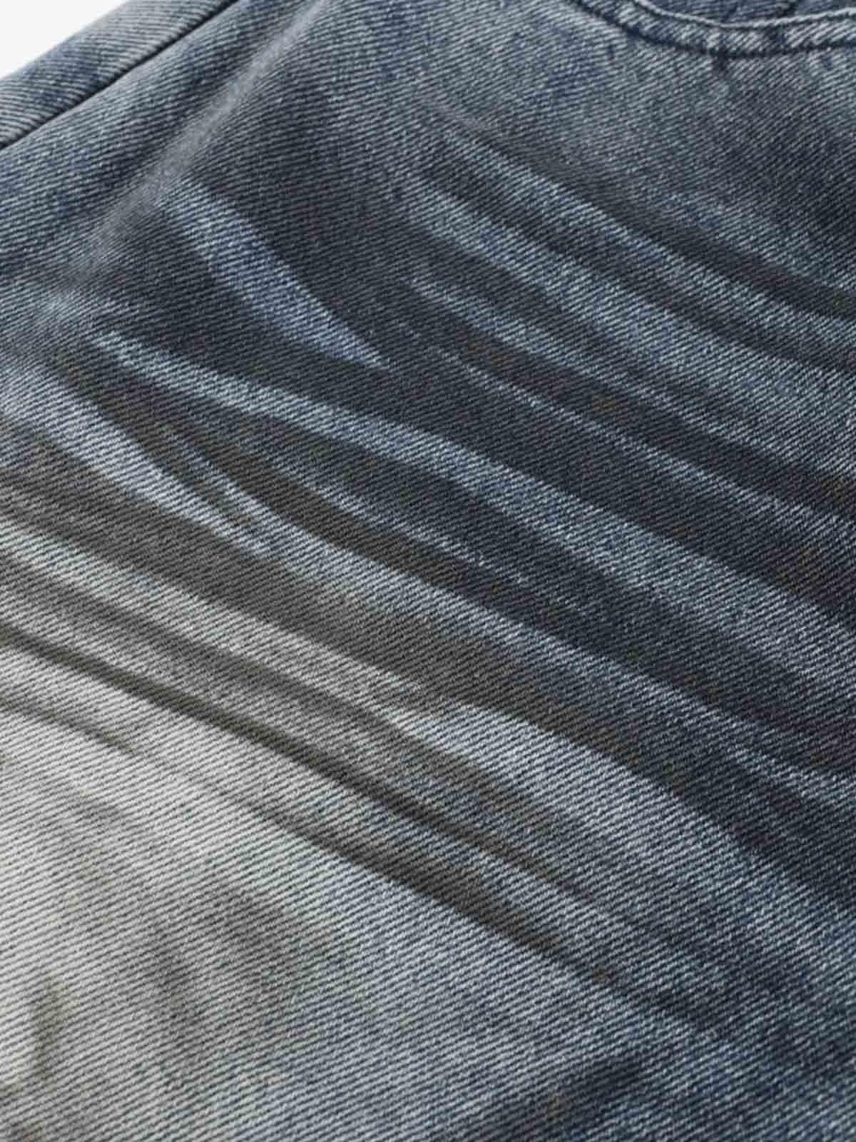 Wrinkle Effect Print Wide Leg Denim Jeans