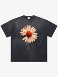 precipice Floral Basketball Ink Splatter Graphic T-Shirt