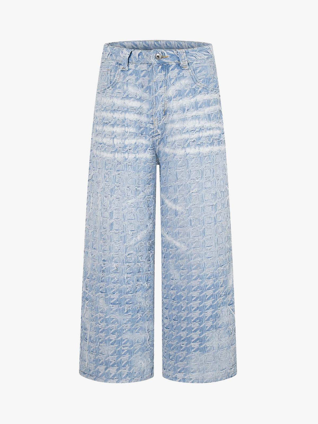 Distressed Frayed Textured Denim Jeans
