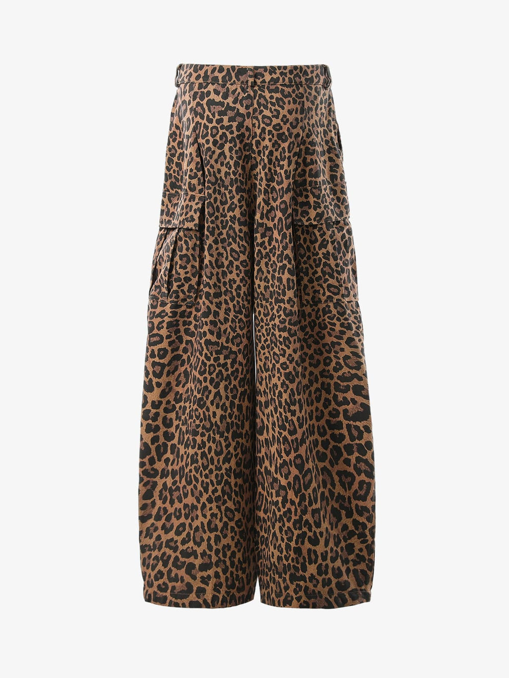 Retro Leopard Print Pleated Pocket Casual Pants