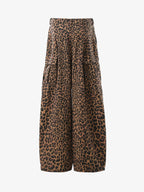 Retro Leopard Print Pleated Pocket Casual Pants