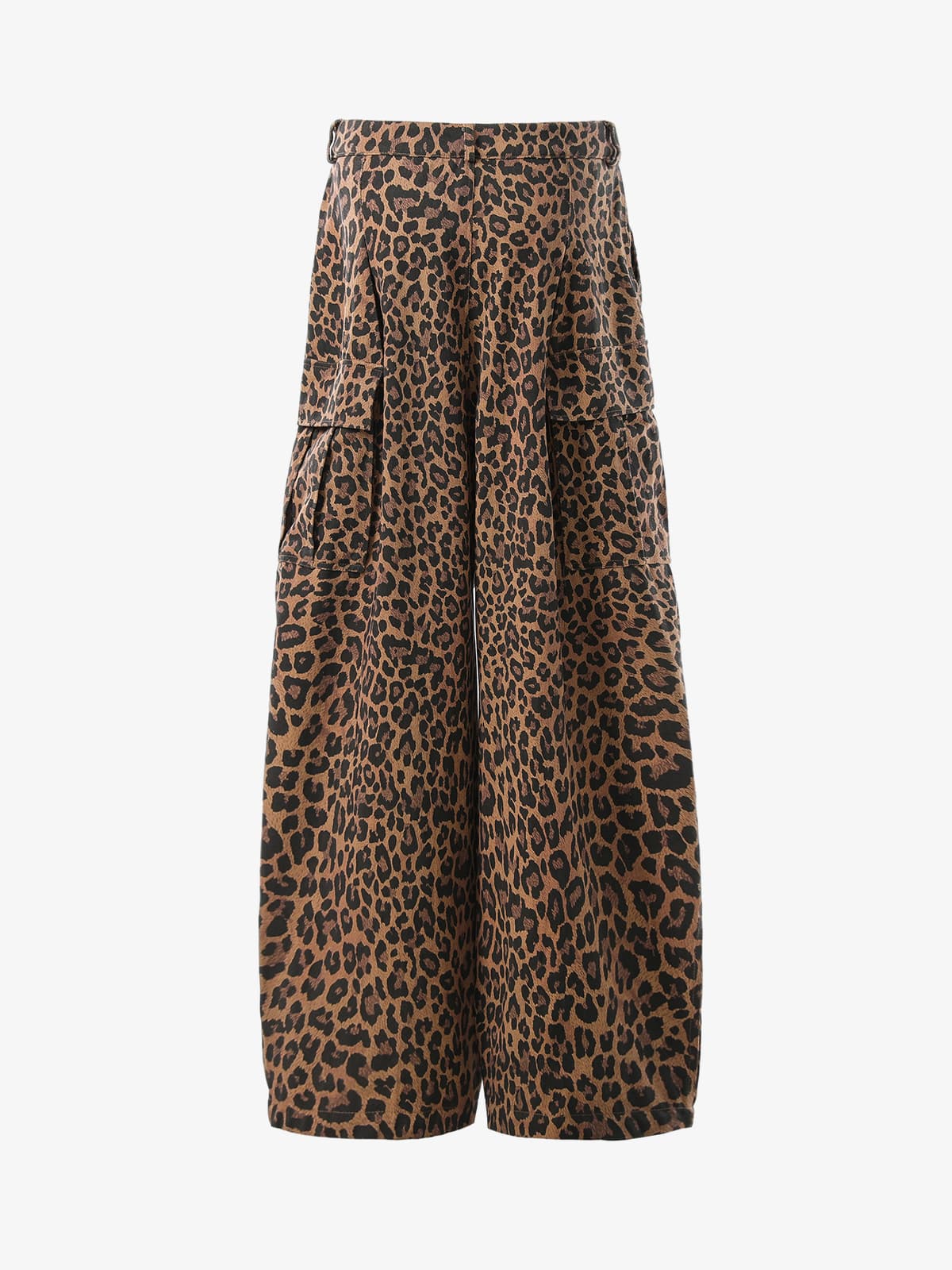 Retro Leopard Print Pleated Pocket Casual Pants