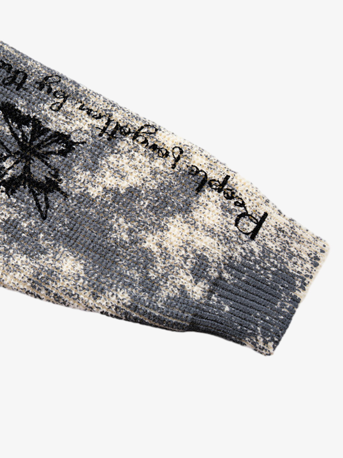 Ink-Splashed Butterfly Jacquard Zip Knit Sweater