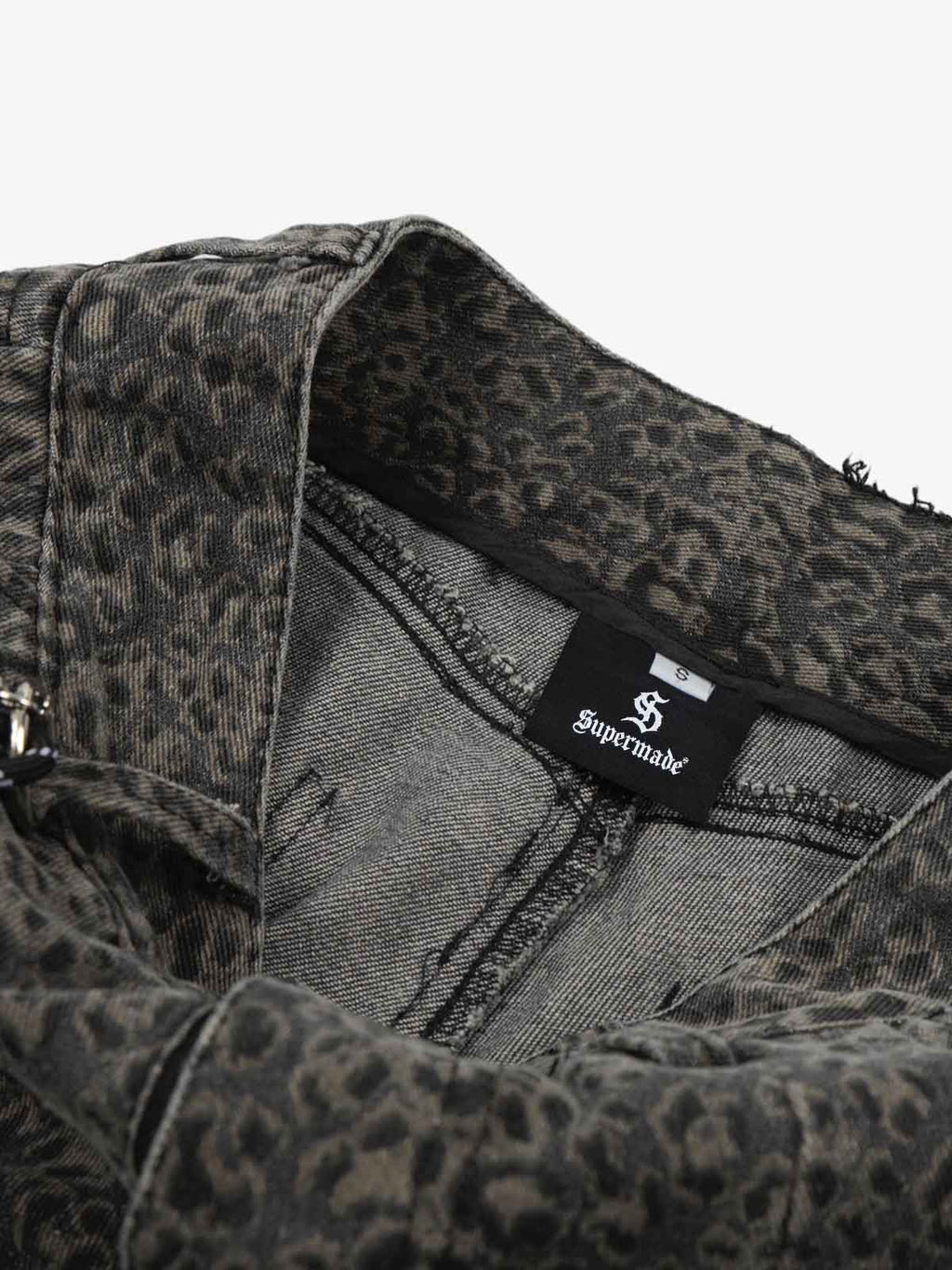 Leopard Pleated Wide Leg Denim Barrel Jeans