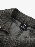 Leopard Pleated Wide Leg Denim Barrel Jeans