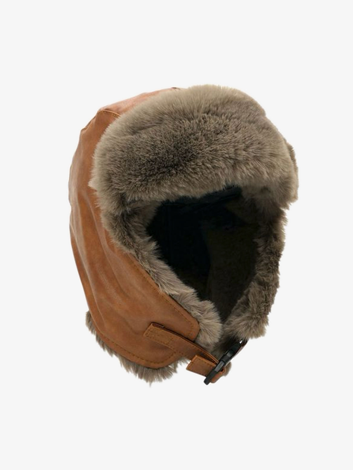 Vintage Distressed Leather Plush Trapper Hat