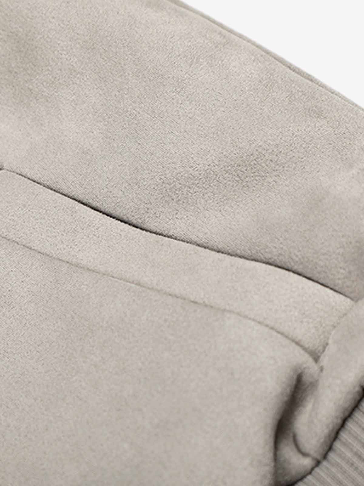 Vintage Suede Faux Fur Lined Buckle Bomber Jacket