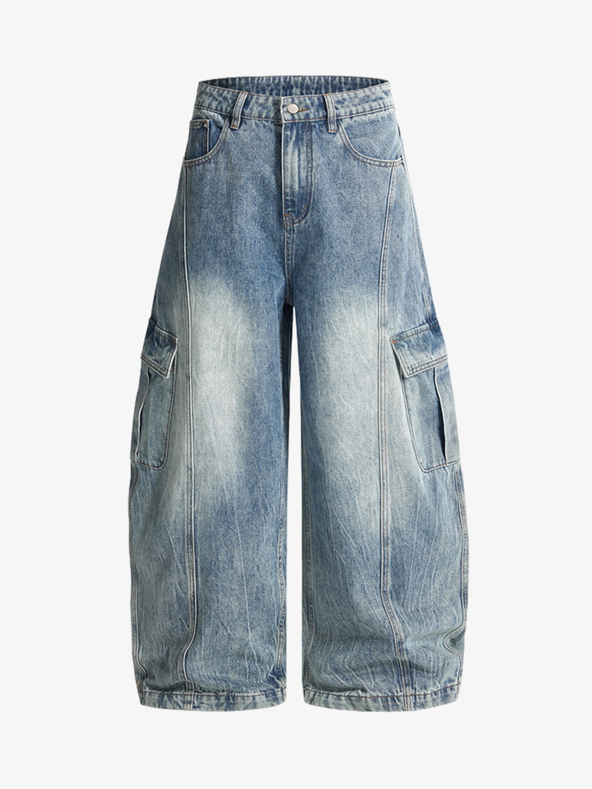 Vintage Cargo Pocket Washed Barrel Jeans