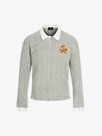 Retro Contrast Collar Embroidery Knit Sweater