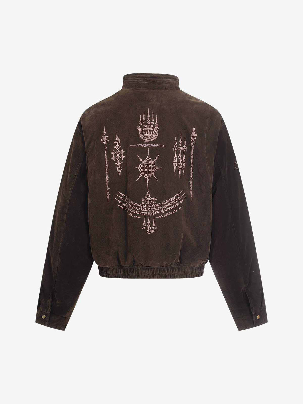 Vintage Suede Embroidered Metal Clip Down Jacket