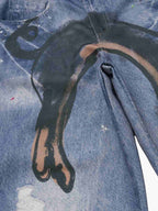 Retro Dachshund 3D Print Washed Distressed Jeans