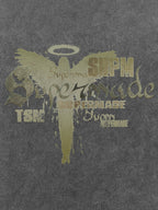 Distressed Washed Gothic Angel Graphic T-Shirt