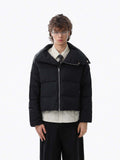 Vintage Asymmetric Zip High-Neck Puffer Jacket
