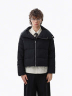 Vintage Asymmetric Zip High-Neck Puffer Jacket