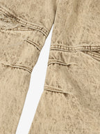 Distressed Raw-Edge Panel Sculpted Wide-Leg Jeans - 2590