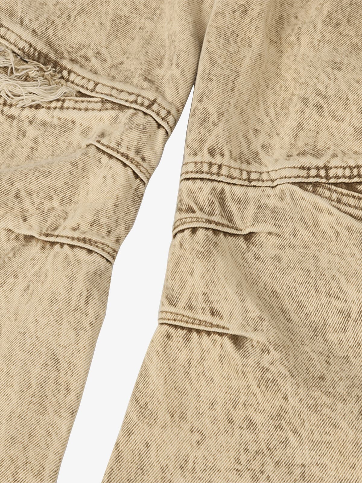 Distressed Raw-Edge Panel Sculpted Wide-Leg Jeans - 2590
