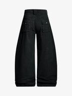Draped Fabric Accessories Deconstructed Wide Leg Cargo Pants