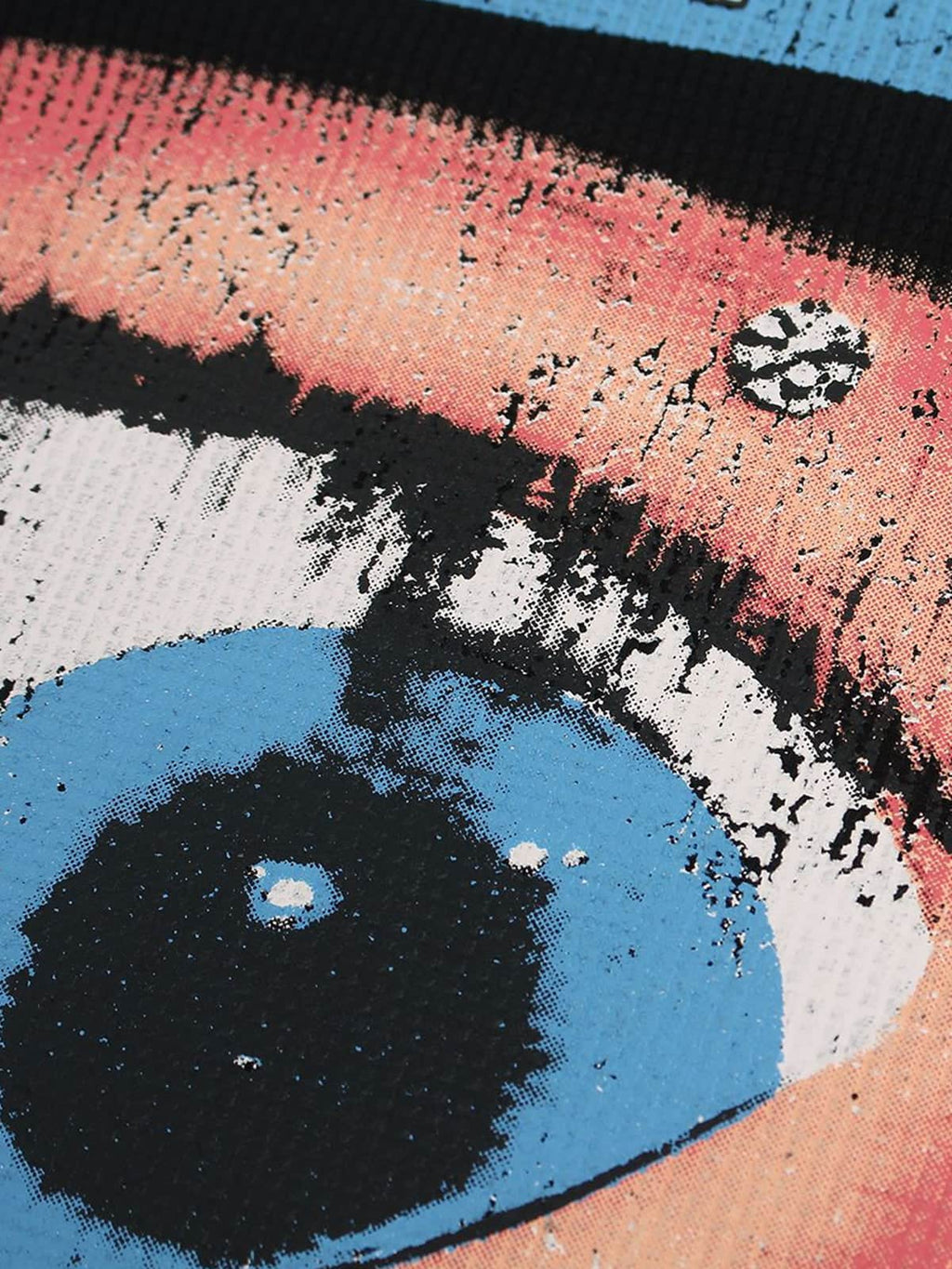 Waffle Knit Eye Graphic Letter Print T-Shirt