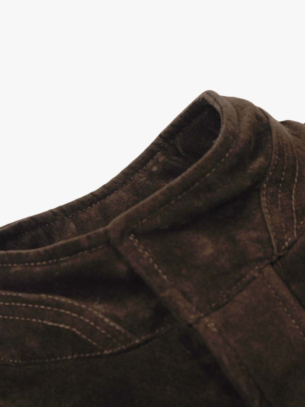 Vintage Suede Embroidered Metal Clip Down Jacket