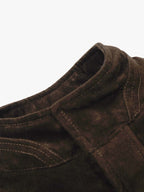Vintage Suede Embroidered Metal Clip Down Jacket