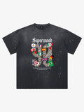 Washed 90 Flags Soccer Graphic T-Shirt
