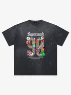 Washed 90 Flags Soccer Graphic T-Shirt
