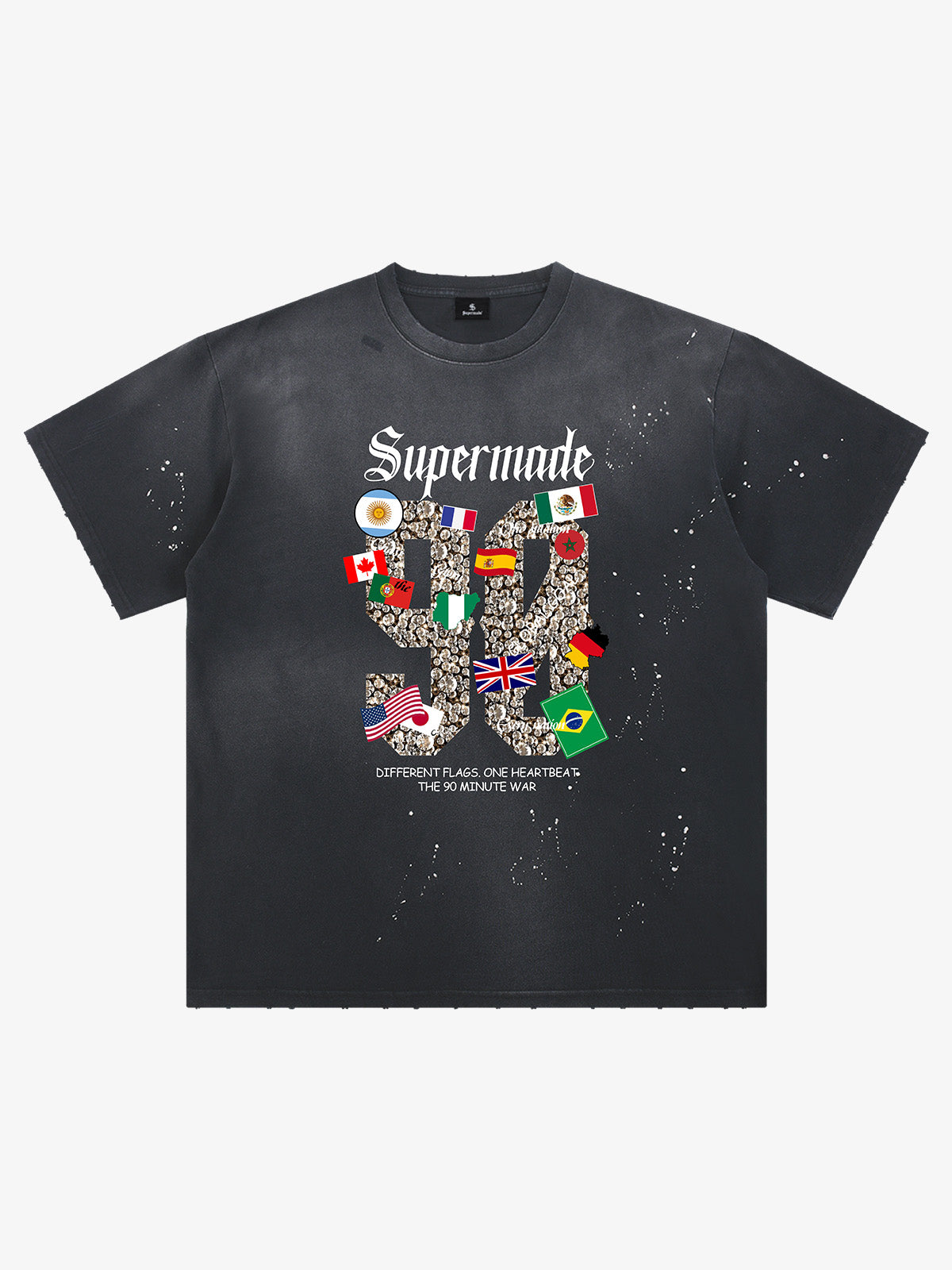 Washed 90 Flags Soccer Graphic T-Shirt
