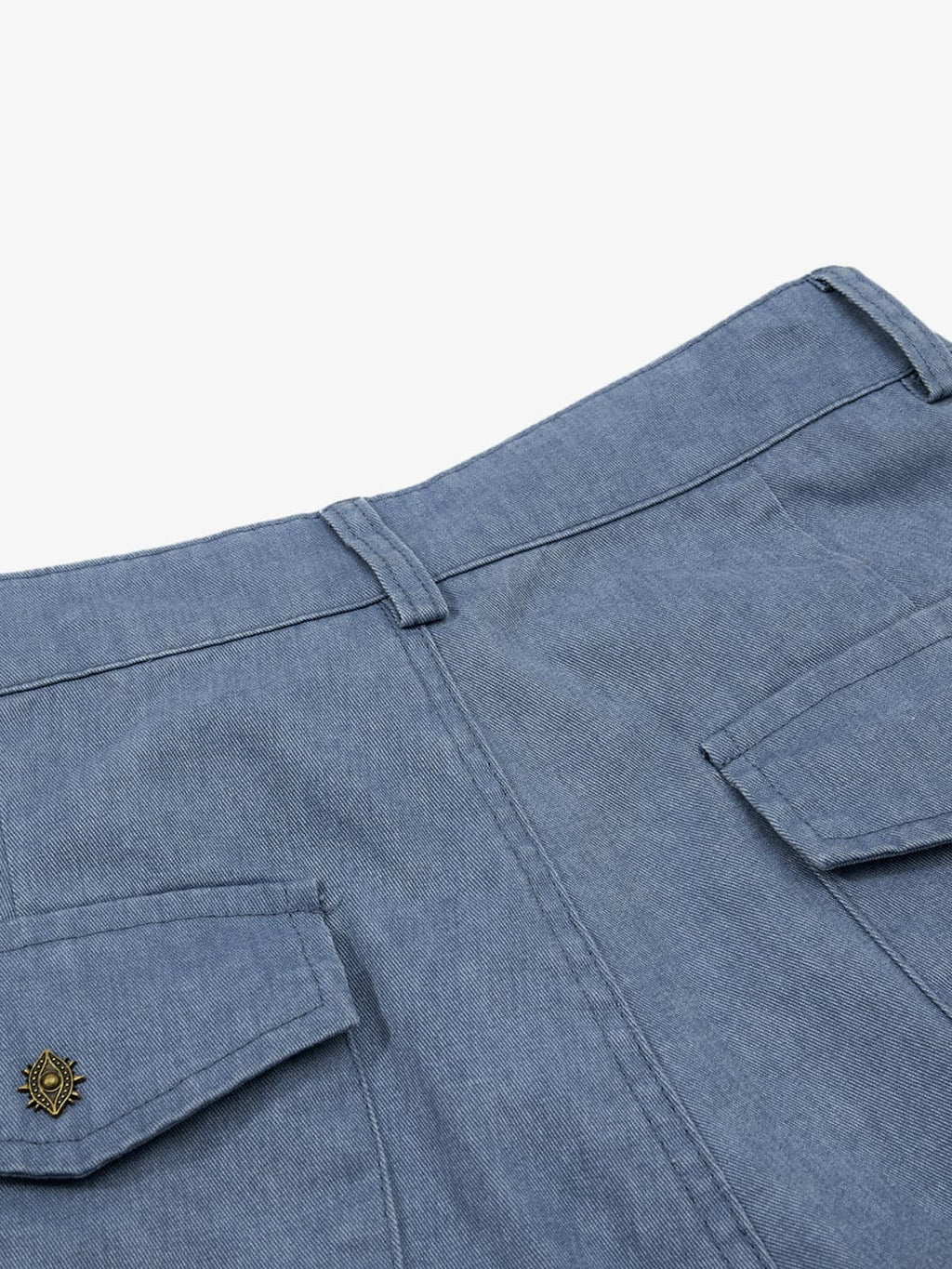 Pleated Panel Curved Leg Cargo Cotton Pants