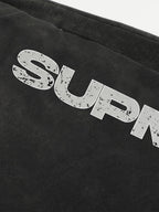 Street Washed Mottled Rivet Letter Print Baggy Sweatpants