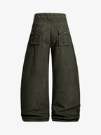 Draped Fabric Accessories Deconstructed Wide Leg Cargo Pants