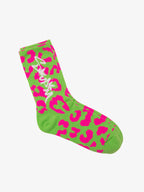 Retro Vibrant Leopard Print Color-Block Crew Socks