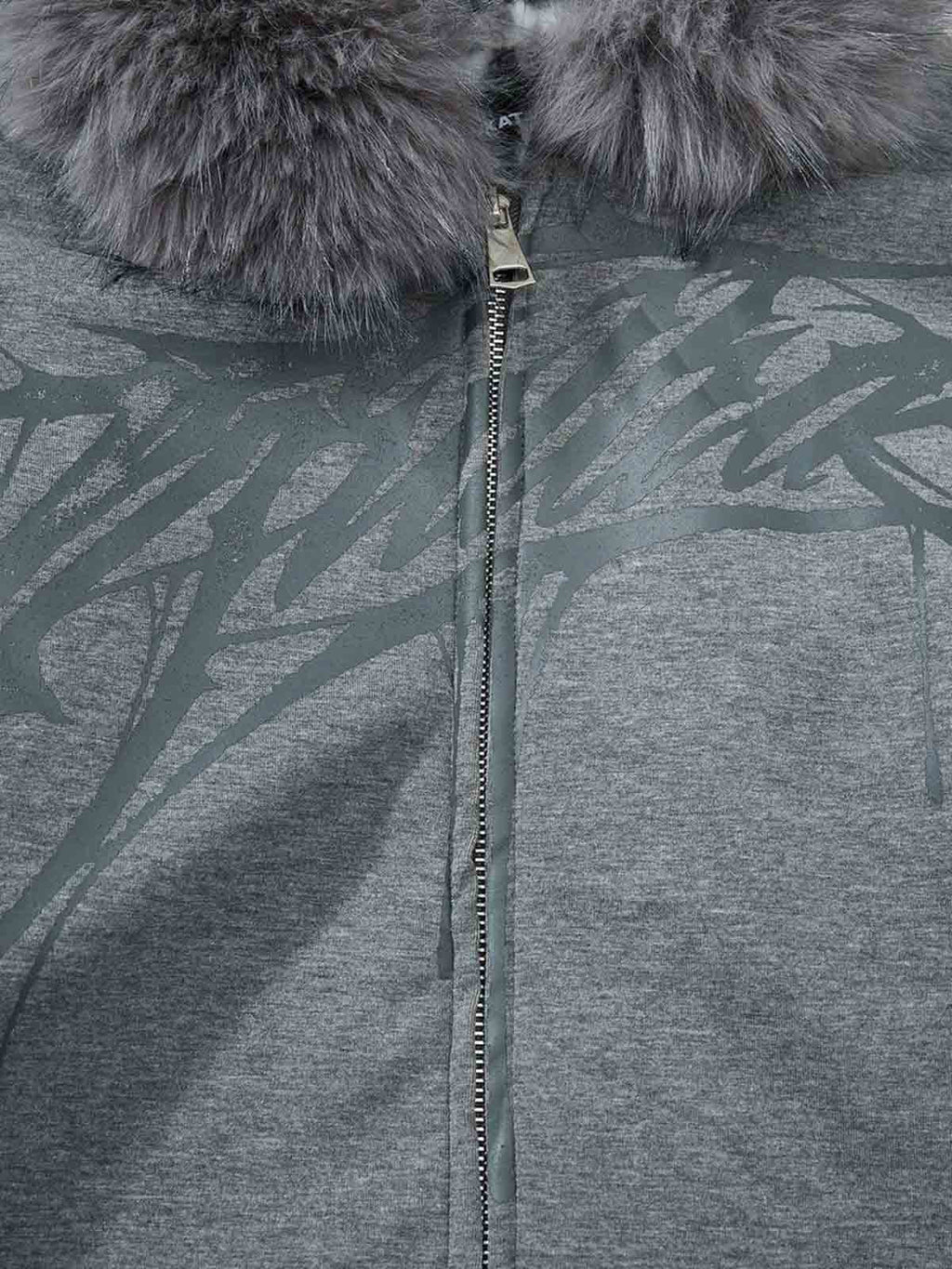 Vintage Faux Fur Hoodedd Leopard Lined Graphic Bomber Jacket