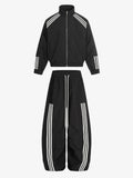 Striped Zip-Up Track Jacket and Wide-Leg Track Pants Set