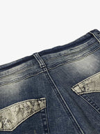 Vintage Washed Studded Pocket Flared Jeans - 2617