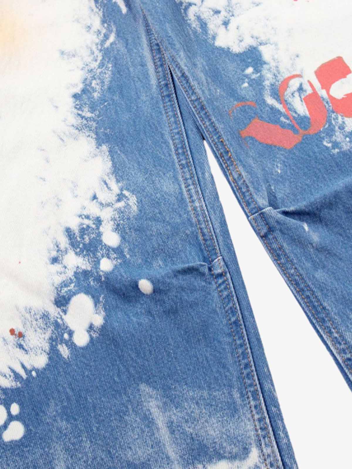 Bleached Paint Splatter Graphic Jeans
