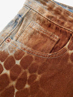 Croc Texture Washed Wide Leg Jeans