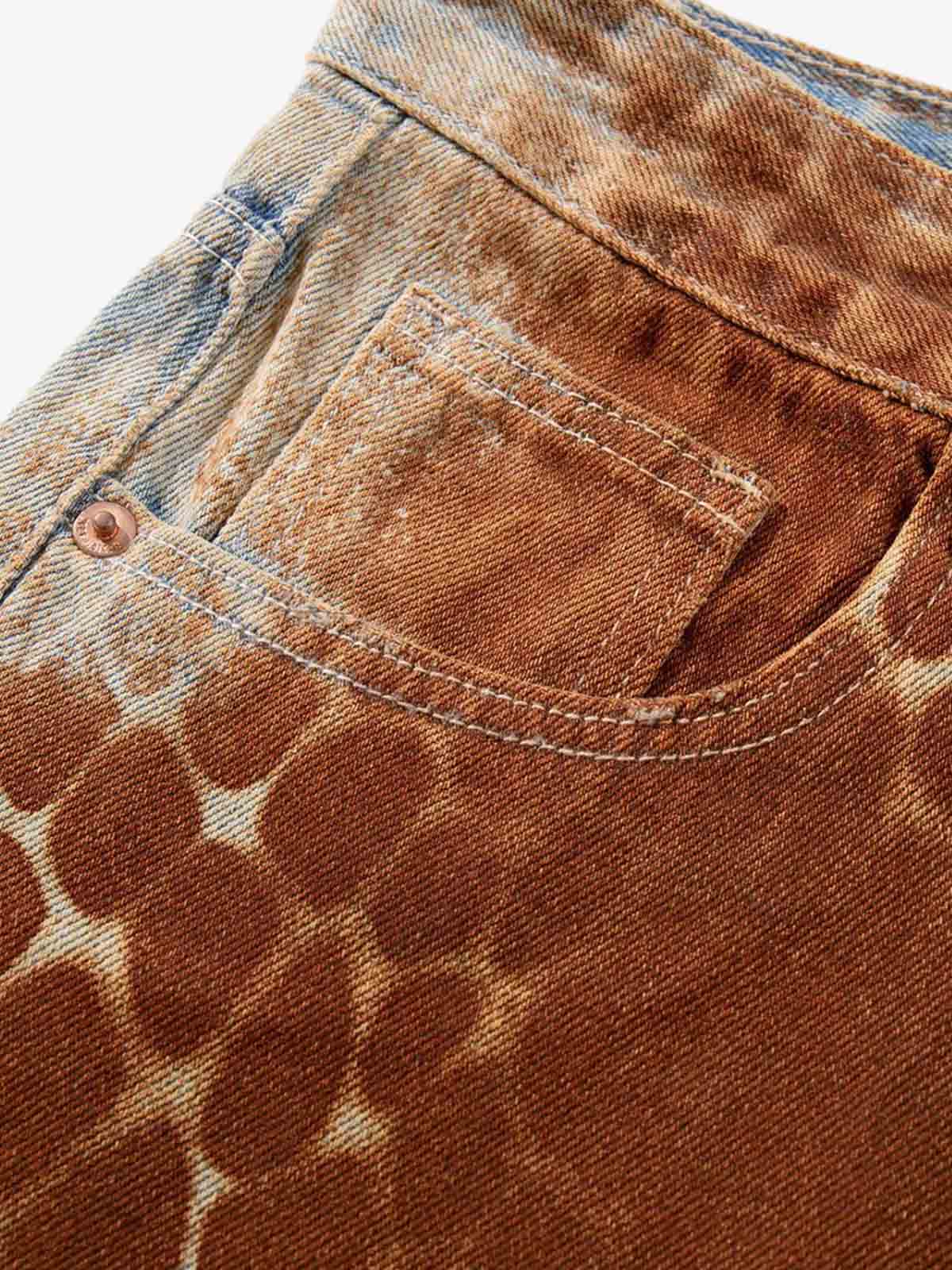 Croc Texture Washed Wide Leg Jeans