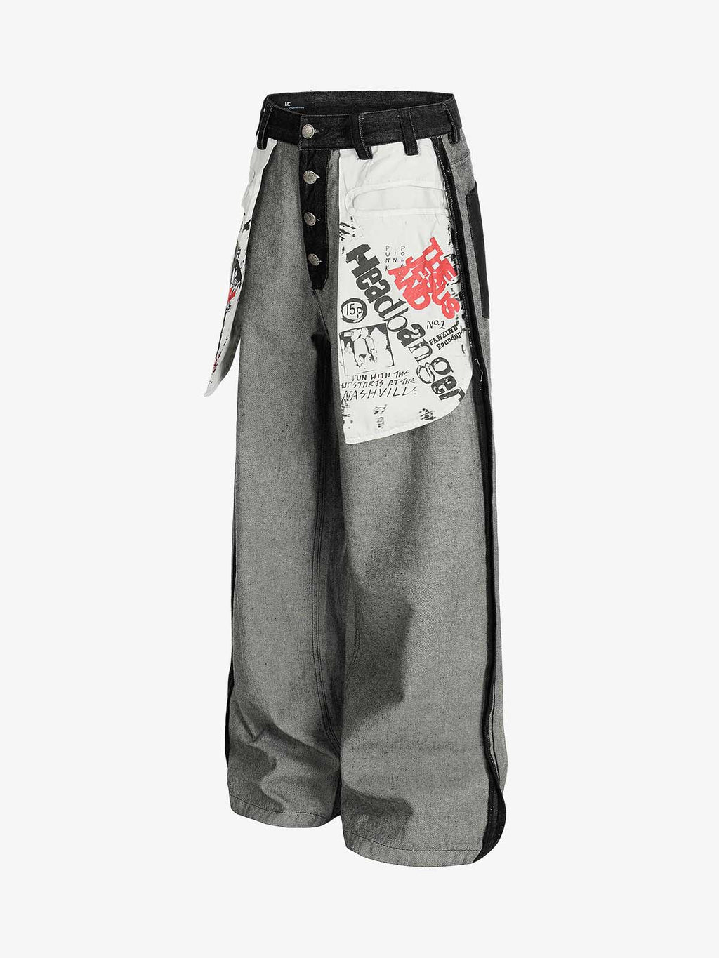 Distressed Reverse Design Large Pocket Printed Jeans - 2568